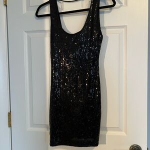 Black Sequin Sleeveless Dress